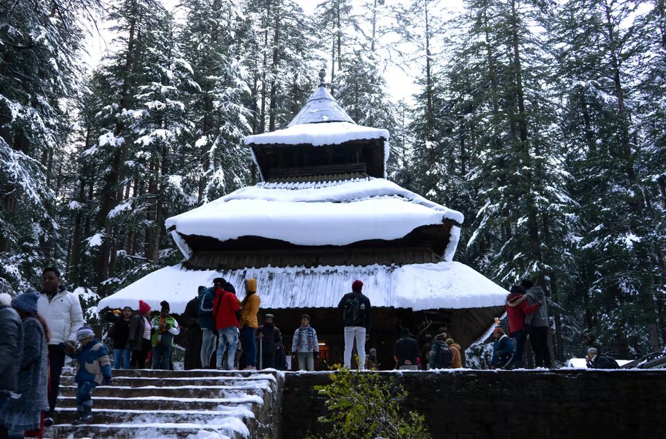 Hidimba Devi Temple in winter snow, Manali